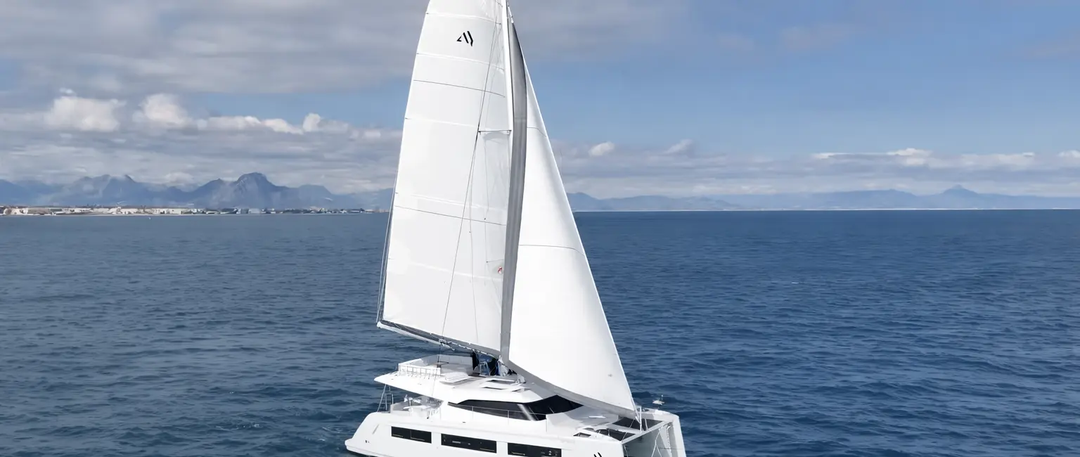 Official Aventura 45 model image from Aventura Catamarans.