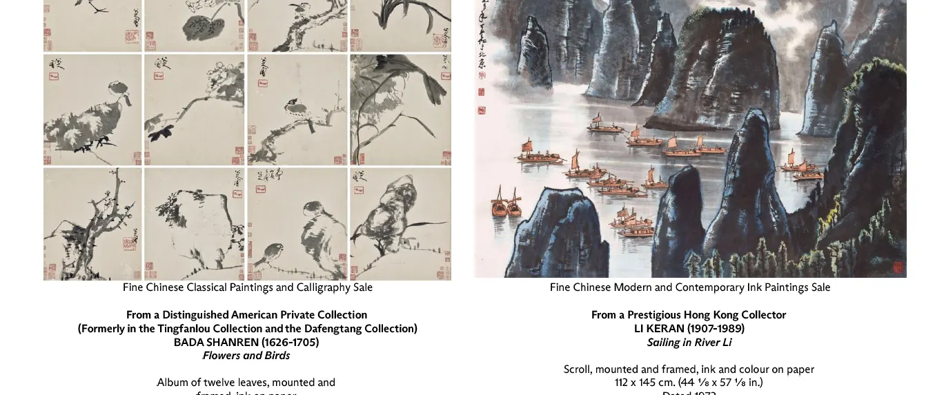 Christie's Hong Kong Sets Two Chinese Painting Auctions for 27–28 October