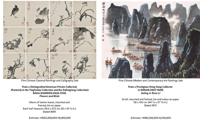 Christie's Hong Kong Sets Two Chinese Painting Auctions for 27–28 October