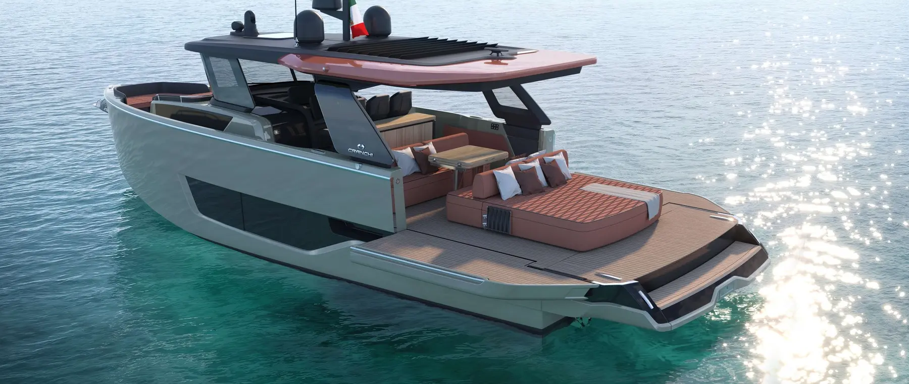 Cranchi Reveals A47 Project With Full-Width T-Top and Folding Terraces — source image