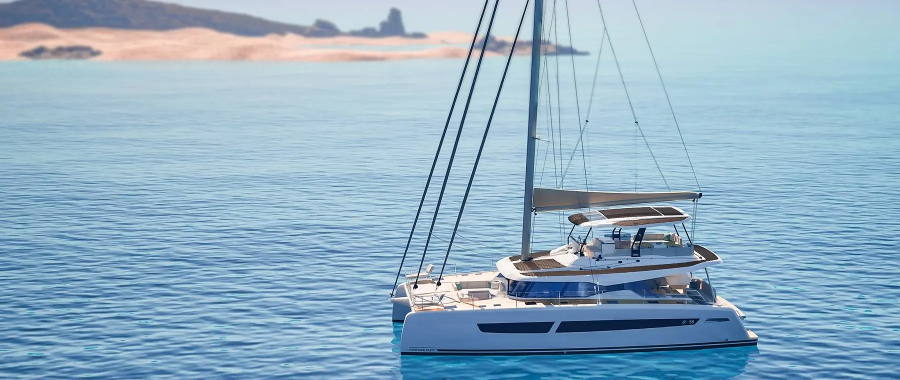 Fountaine Pajot Details New FP55 Flybridge Catamaran — official image