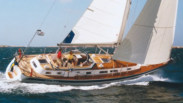 Official Hallberg-Rassy 43 Mk I model image from Hallberg-Rassy.