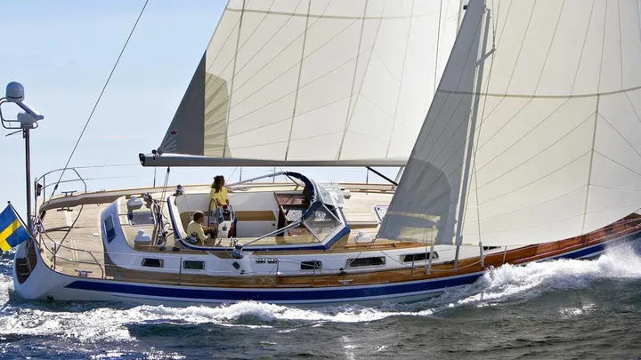 Official Hallberg-Rassy 48 Mk I model image from Hallberg-Rassy.