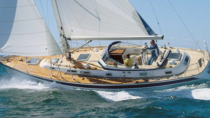 Official Hallberg-Rassy 42F Mk II model image from Hallberg-Rassy.