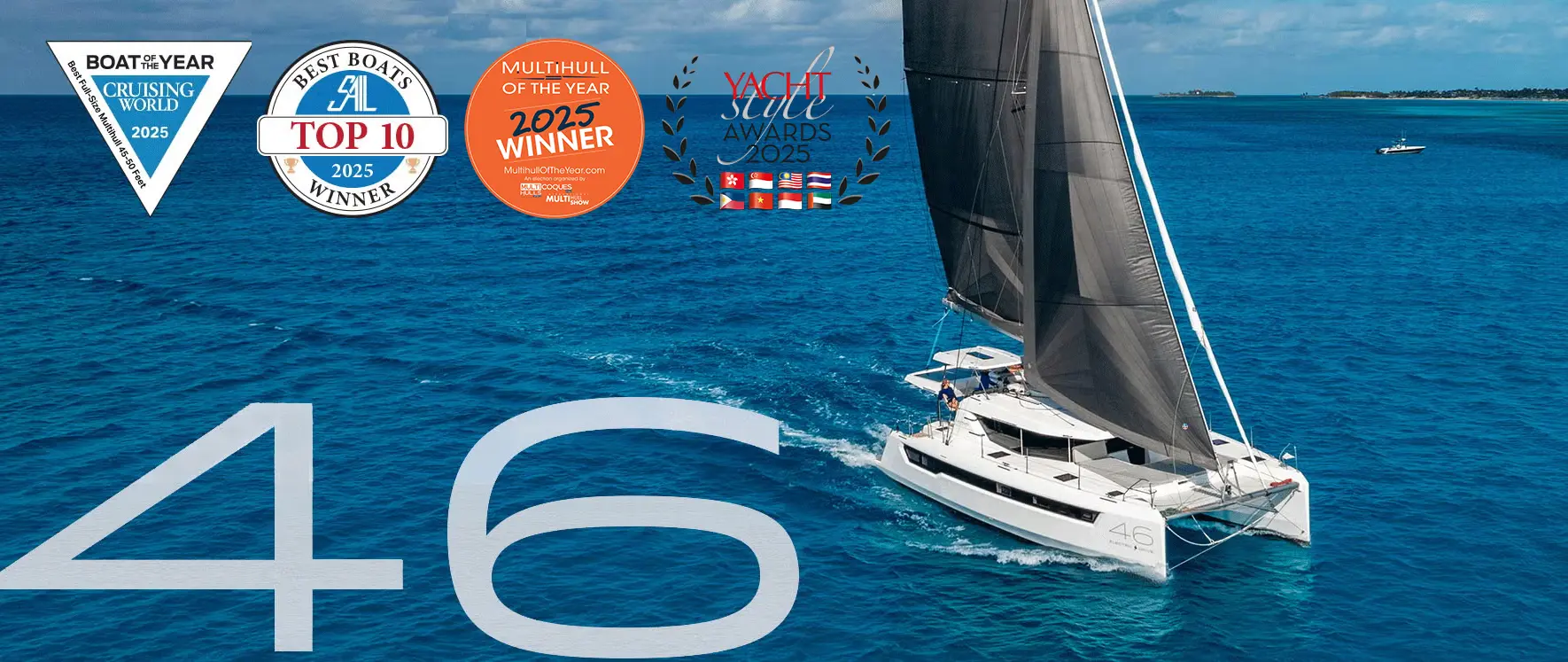 Official Leopard 46 model image from Leopard Catamarans.