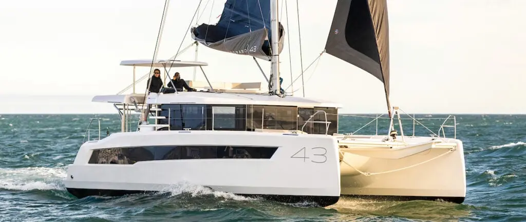 Official Leopard 43 model image from Leopard Catamarans.