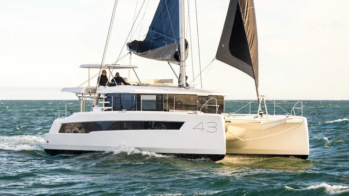 Official Leopard 43 model image from Leopard Catamarans.