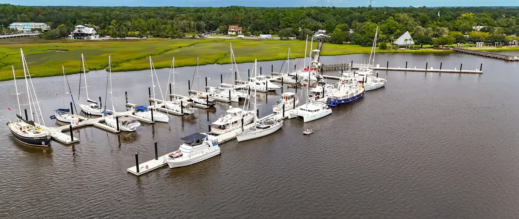 Official image supplied by St. Marys Marina official October 2026 photograph of the actual marina and its floating docks.