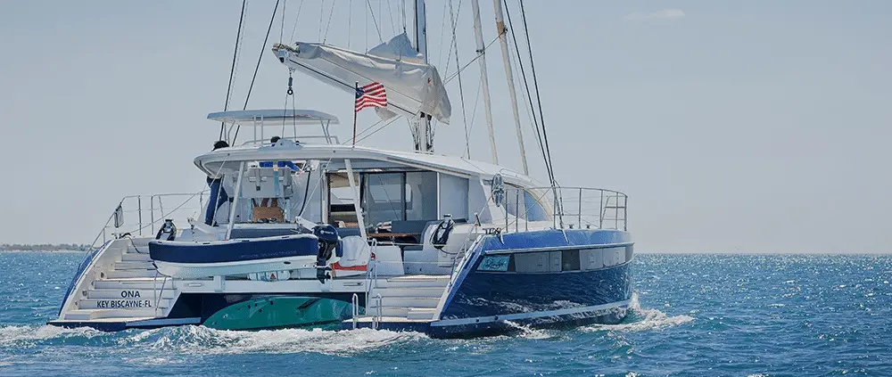 Official image supplied by Privilège Marine official photograph of a Signature 510 under sail, credited by the manufacturer to Ludovic Fruchaud.