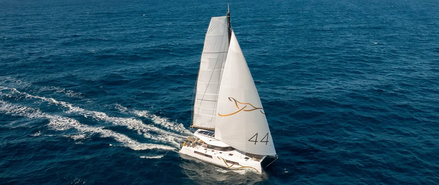 Official image supplied by Nautitech Catamarans official 44 Open sailing photograph from the builder's model gallery.
