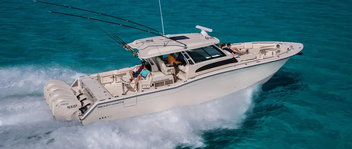 Official image supplied by Grady-White Boats — official Canyon 456 on-water photography.