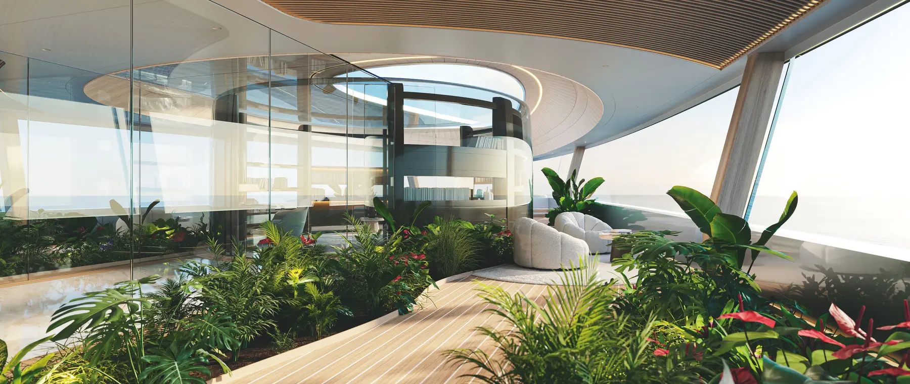 Official image supplied by Feadship — official HIVE concept rendering of its onboard garden.