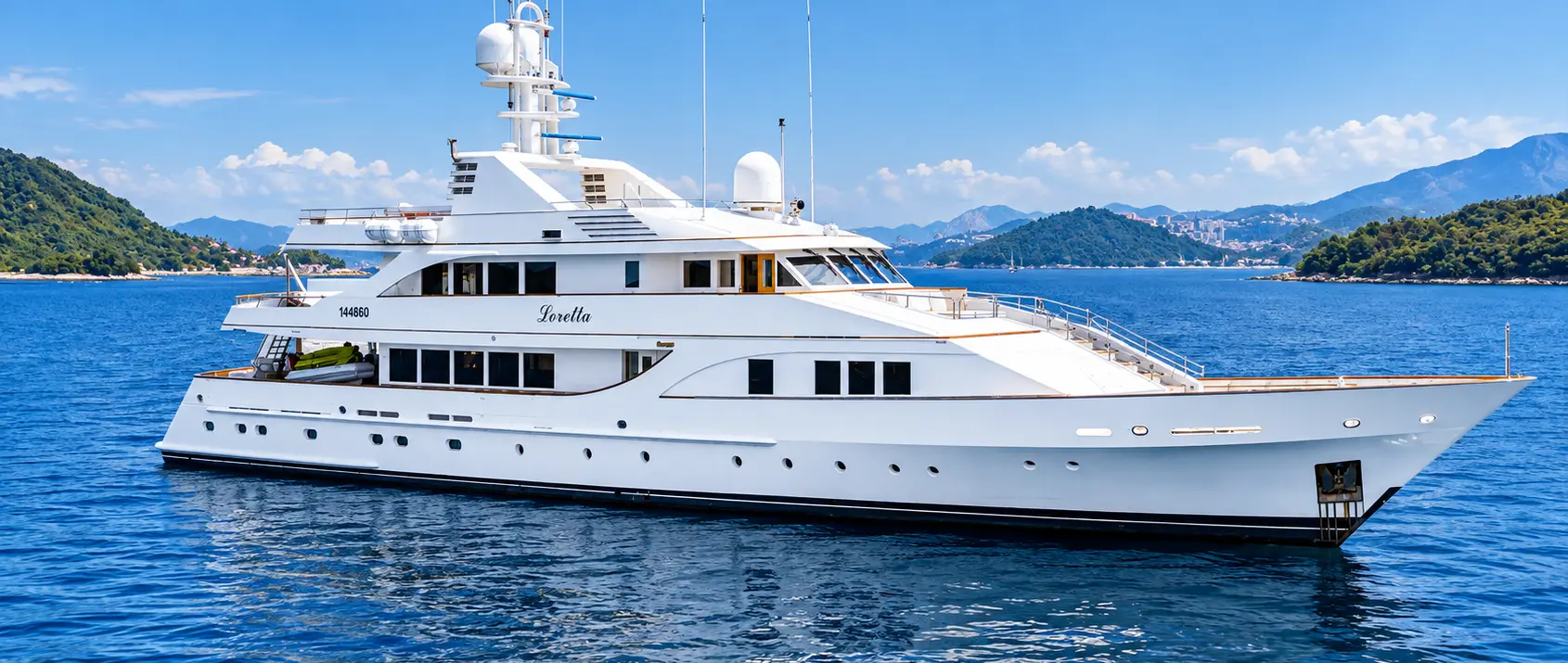 Official image supplied by Fraser Yachts — official cruising photograph of Feadship LORETTA.