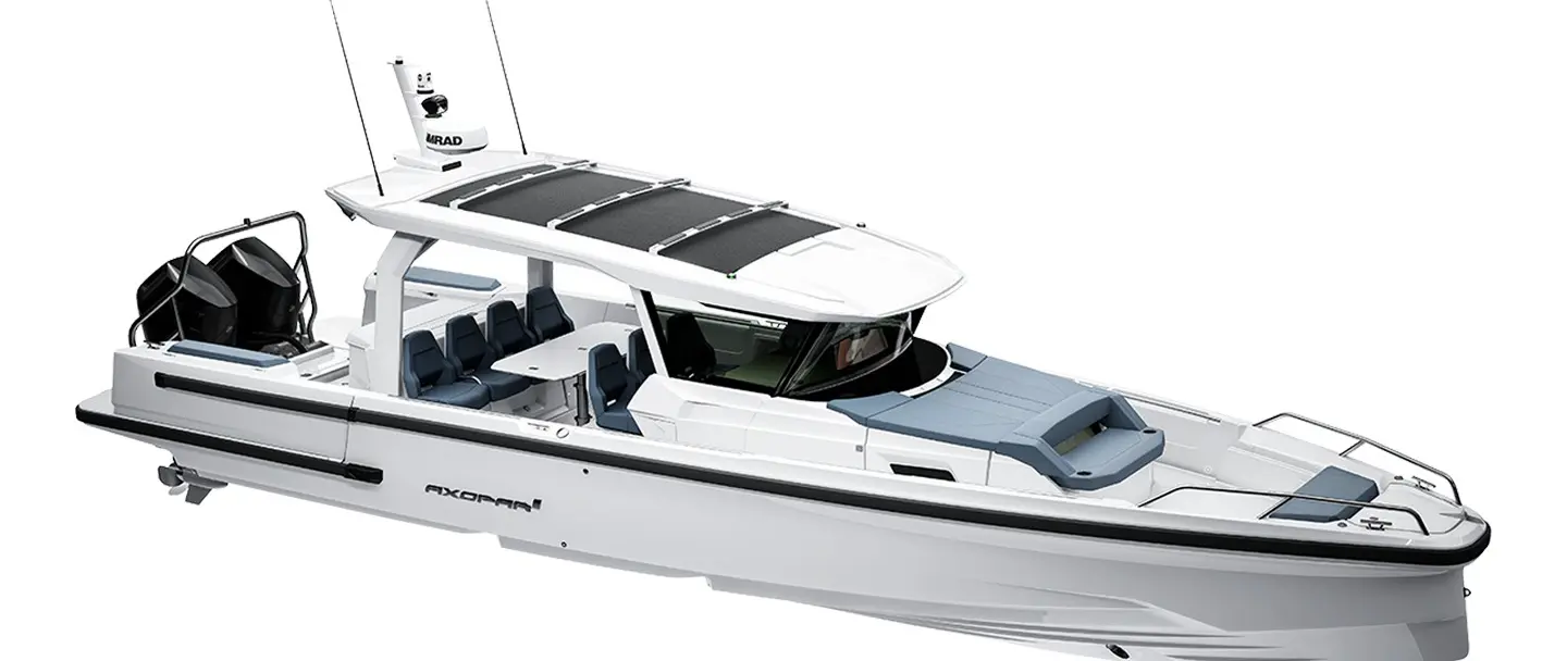 Official image supplied by Axopar Boats — official Axopar 38 Cross Top model photograph.
