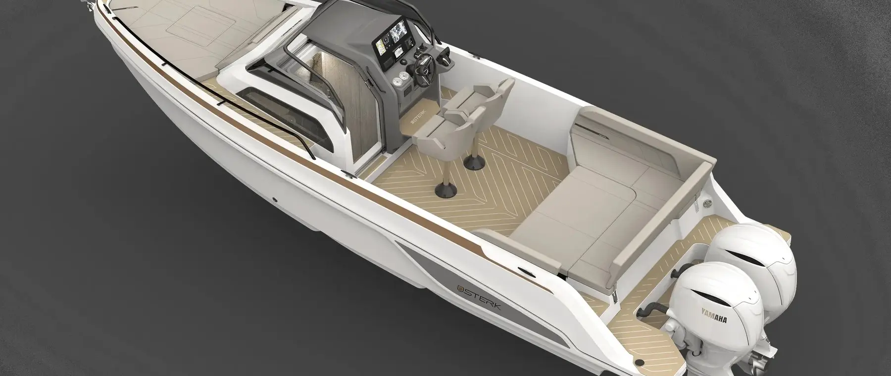 Official image supplied by STERK Yachts — original STERK 26 manufacturer rendering, illustrating its range, not a delivered Croatian demonstration vessel.