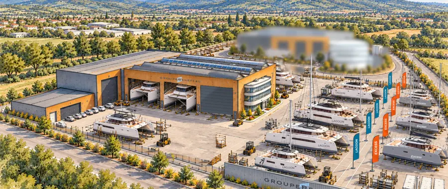 Official image supplied by Groupe Beneteau — official conceptual site illustration, not a completed-facility photograph.