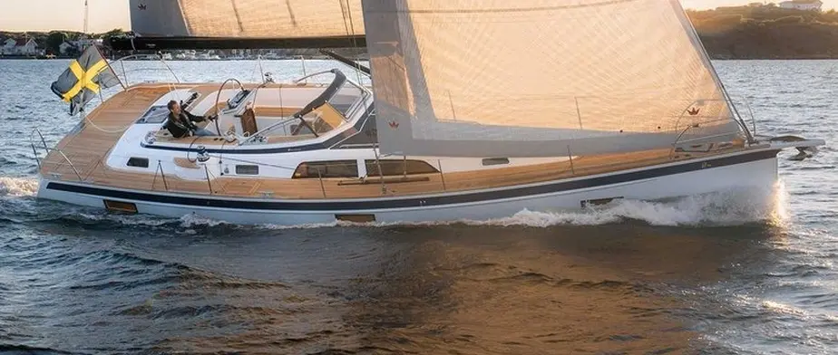 Official image supplied by Hallberg-Rassy official 44 Mk II sailing photograph.