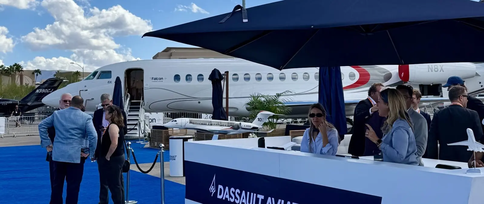 Official image supplied by Dassault Aviation — official NBAA-BACE 2026 aircraft photograph by V. Fledzer.