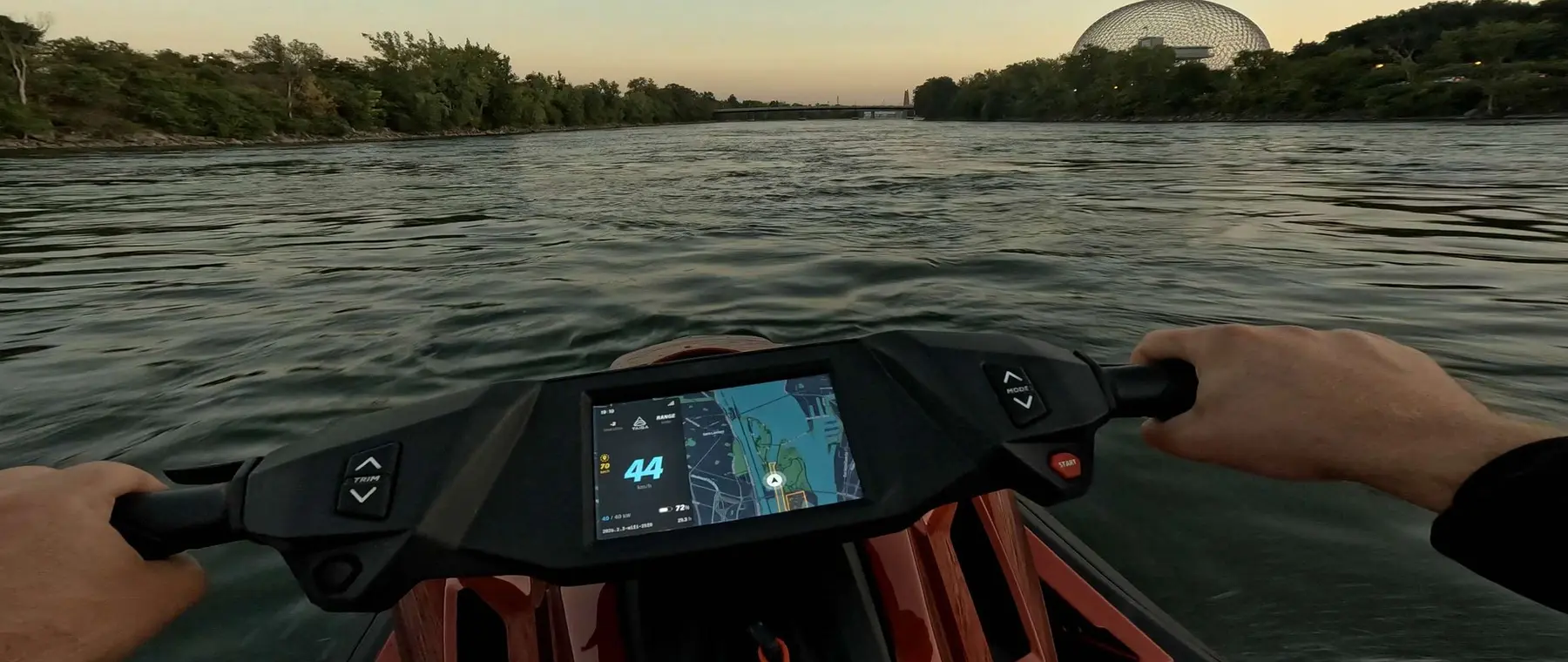 Official image supplied by Taiga Motors official OS-5 electric watercraft promotional photograph.