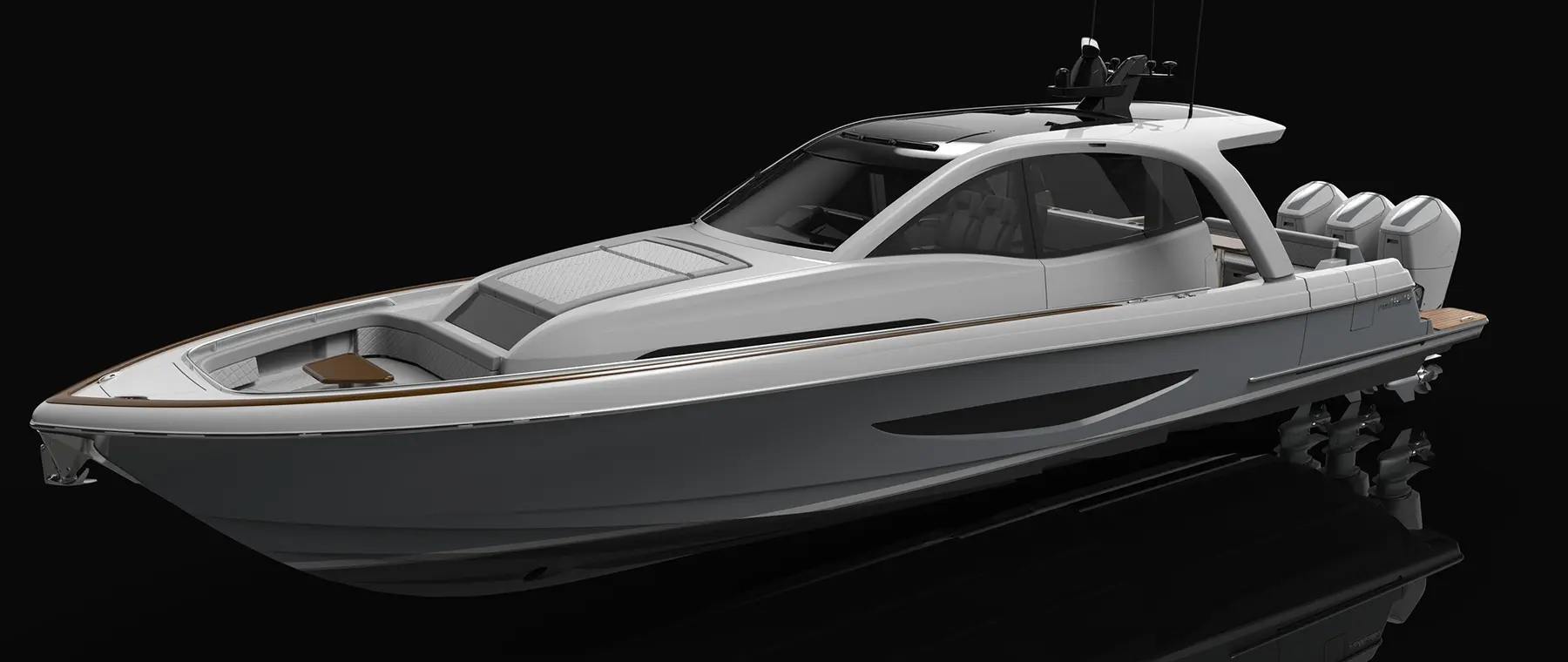 Official image supplied by Valhalla Boatworks — official 46 Sport Yacht builder rendering.