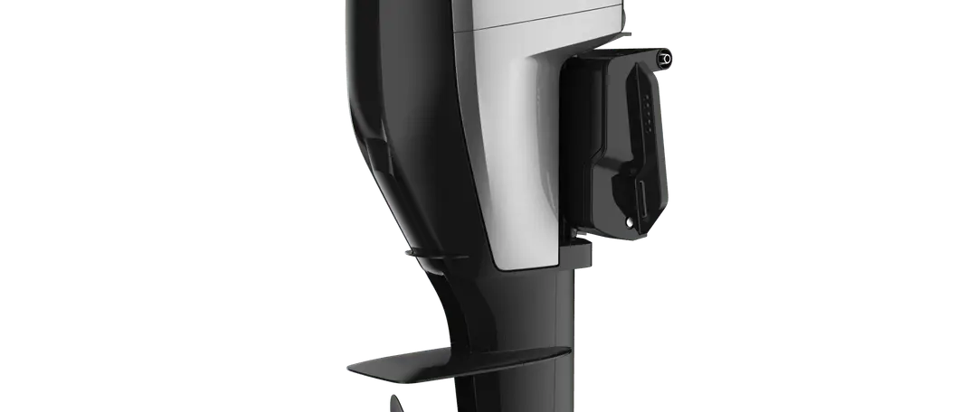 Official image supplied by Flux Marine — official manufacturer image of Flux 115hp electric outboard in silver.