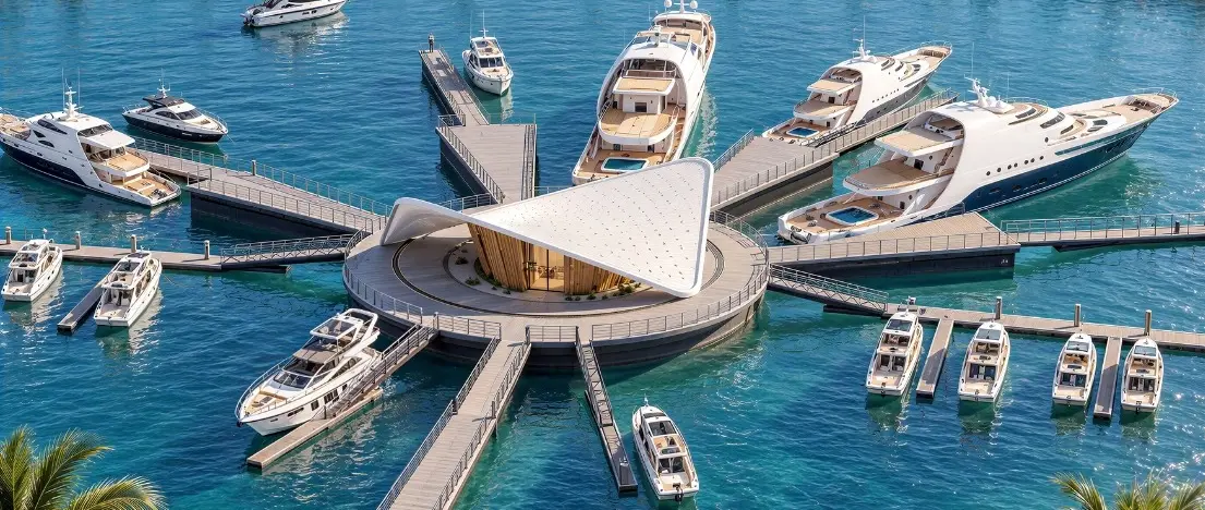 Official image supplied by Wynn Al Marjan Island official marina development image distributed through the October 2026 release (project visual, not completed marina photography).