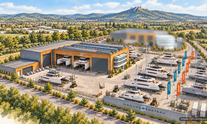 Official image supplied by Groupe Beneteau — official conceptual site illustration, not a completed-facility photograph.