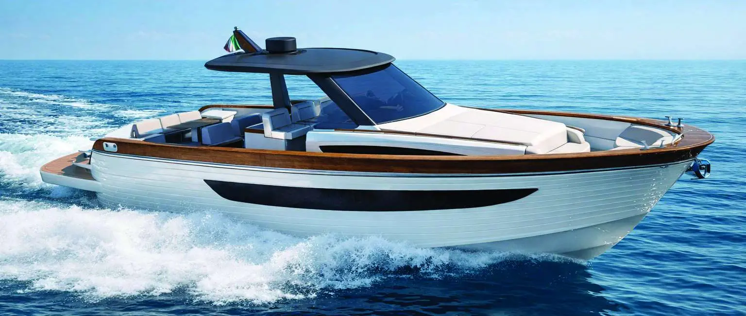 Press image supplied with Cantiere Mimì's Genoa 2026 announcement featuring the Libeccio range and new 13.50 WA.