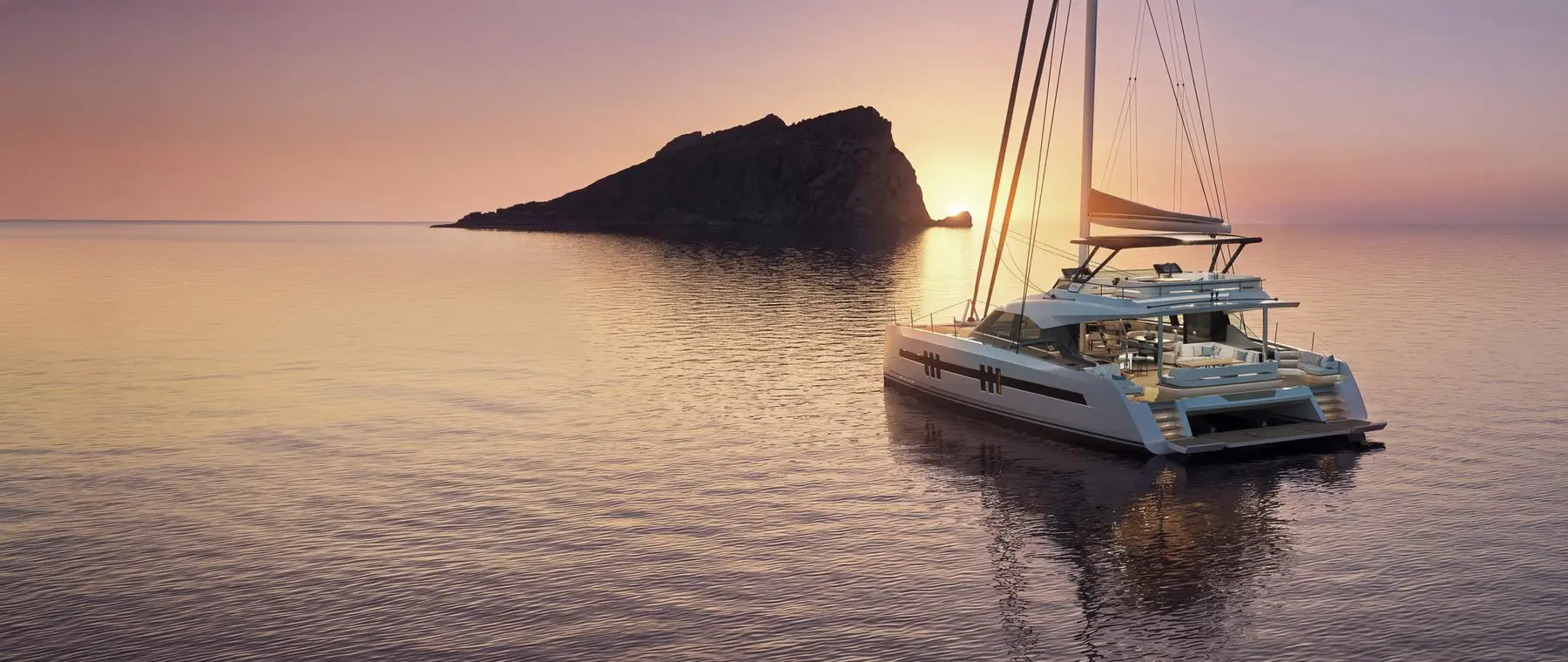 Official Oyster Yachts image of the new Oyster C60 sailing catamaran.