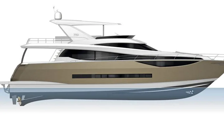 Official PRESTIGE 750 model image from Prestige Yachts.