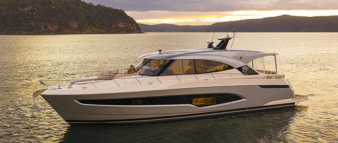 Riviera Australia supplied image of the Riviera 6200 Sport Yacht Platinum.