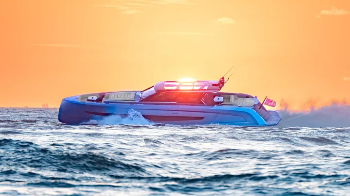 Official Vanquish VQ70 model image from Vanquish Yachts.