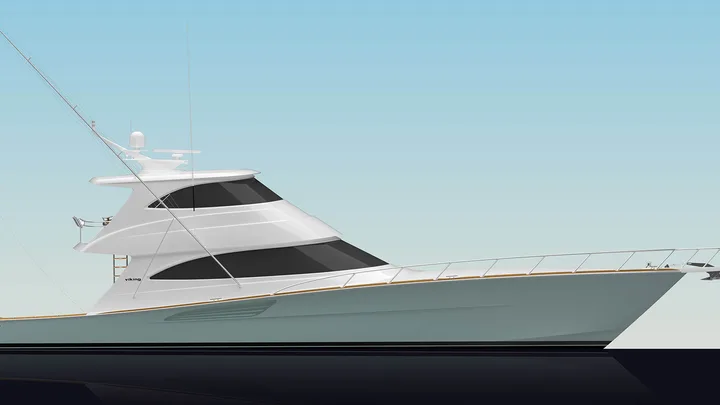 Official Viking 74 EB model image from Viking Yachts.